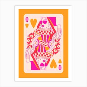 Queen Of Hearts Pink Orange Art Print