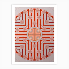 Geometric Abstract Glyph Circle Array in Tomato Red n.0157 Art Print