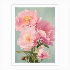 Peonies Flowers Acrylic Painting In Pastel Colours 3 Art Print