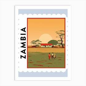 Zambia Travel Stamp Poster Art Print