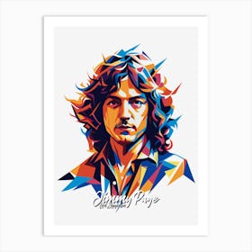 Jimmy Page, Led Zeppelin 01 Portrait Music Icon Style WPAP Pop Art Portrait Music Icon Style WPAP Pop Art Art Print