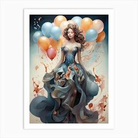 Girl With Balloons 4 Art Print