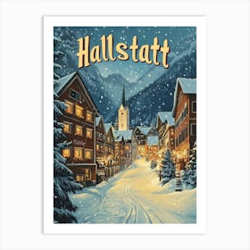 Aihrgdesign A Mid Century Modern Travel Poster For Hallstatt 1 Art Print