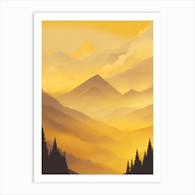Misty Mountains Vertical Composition In Yellow Tone 18 Art Print