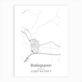 Bodegraven,Netherlands Minimalist Map Art Print