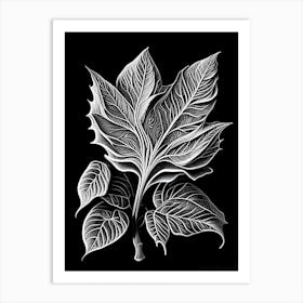 Bergamot Leaf Linocut 1 Art Print