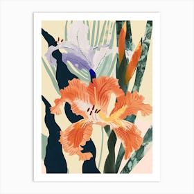 Colourful Flower Illustration Gladiolus 2 Art Print