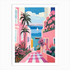 Pink Houses On The Beach 1 Art Print