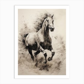 A Horse Painting In The Style Of Dry Brushing 3 Art Print