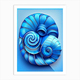 Snail With Blue Background Patchwork Art Print