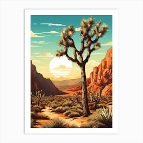  Retro Illustration Of A Joshua Trees In Mountains 1 Art Print