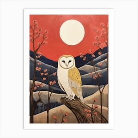 Bird Illustration Barn Owl 4 Art Print