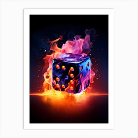 Dice In Flames Art Print