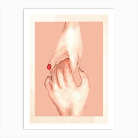 Love Is In The Air pink hands Art Print
