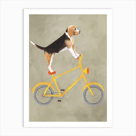 Beagle On Bicycle Art Print