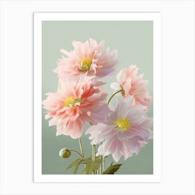 Dahlia Flowers Acrylic Painting In Pastel Colours 4 Art Print