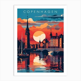 Denmark Copenhagen Travel Retro Art Print