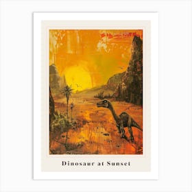 Dinosaur At Sunset Painting Poster Art Print