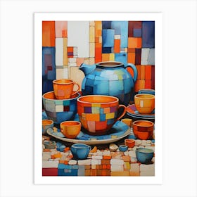 Teapots And Cups Art Print