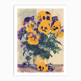Pansy Flowers On A Table   Contemporary Illustration 2 Art Print