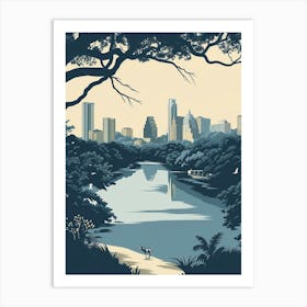 Duotone Illustration Zilker Metropolitan Park Austin Texas 1 Art Print