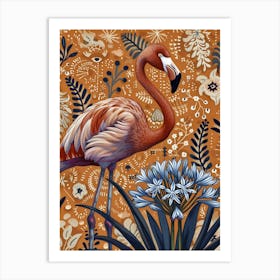 Greater Flamingo And Agapanthus Boho Print 4 Art Print