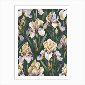 Irises on Green Art Print