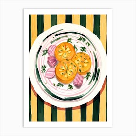 A Plate Of Pumpkins, Autumn Food Illustration Top View 3 Art Print