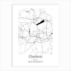 Charleroi,Belgium Minimalist Map Art Print