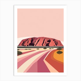 Ayers Rock Australia Color Line Drawing (1) Art Print