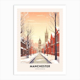 Vintage Winter Travel Poster Manchester United Kingdom 9 Art Print