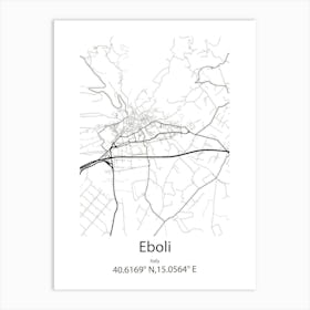 Eboli,Italy Minimalist Map Art Print