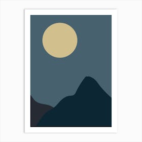 Full Moon Over Mountains 1 Art Print