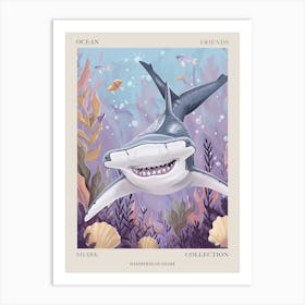 Purple Hammerhead Shark Seascape Poster Art Print