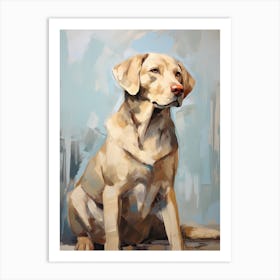 Labrador Retriever Dog, Painting In Light Teal And Brown 2 Art Print