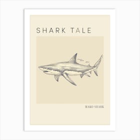 Mako Shark Vintage Illustration 4 Poster Art Print