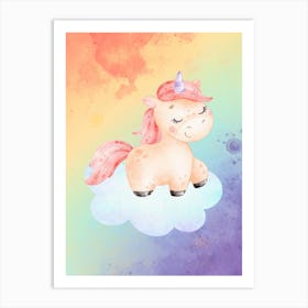 Unicorn On A Cloud Art Print