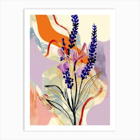 Colourful Flower Illustration Lavender 1 Art Print