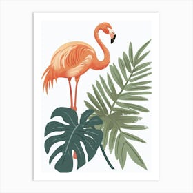 Andean Flamingo And Monstera Deliciosa Boho Print 1 Art Print