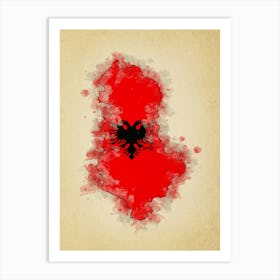 Albania Flag Vintage Art Print