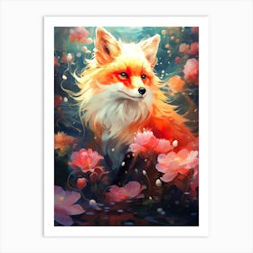 Fox In Flowers Art Print