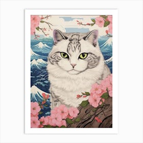 Cat Animal Drawing In The Style Of Ukiyo E 4 Art Print