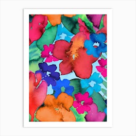 Rich Inky Florals Colourful Art Print