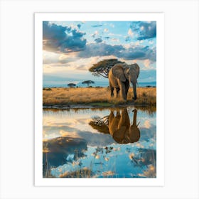 Elephant In The Savannah 2 Art Print