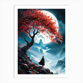 Moonlit Path Of The Samurai Art Print