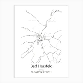 Bad Hersfeld,Germany Minimalist Map Art Print