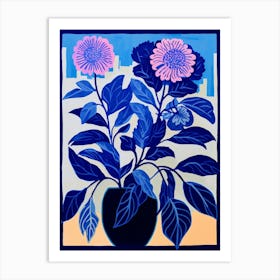 Blue Flower Illustration Globe Amaranth 1 Art Print