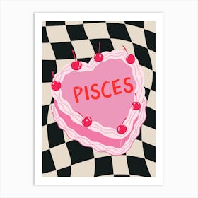 Pisces Zodiac Heart Cake Art Print