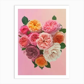 English Roses Painting Rose In A Heart 2 Art Print