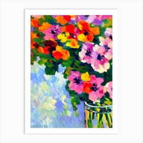 Primrose Floral Abstract Block Colour 1 Flower Art Print